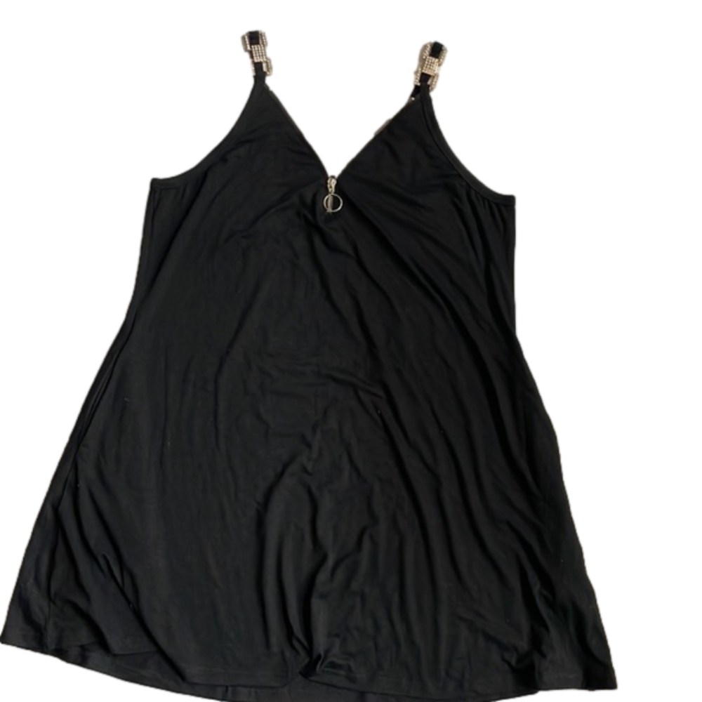 Etcyy New black mini dress with rhinestones New XL